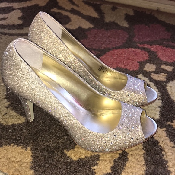 rose gold sparkly high heels